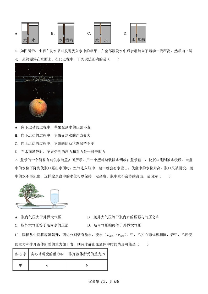广东省广州市广州大学附中2024-2025学年八年级下学期期中物理试题（含答案）第3页