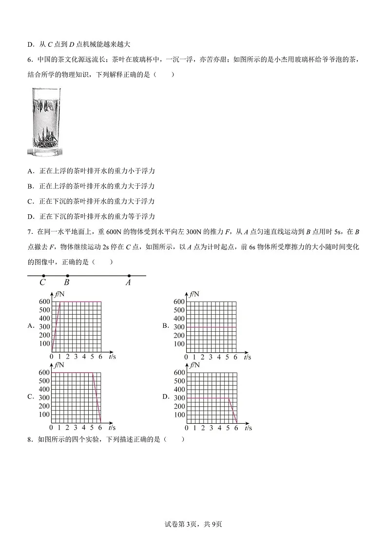 广东省广州市番禺区2024-2025学年八年级下学期期末考试物理试题（含答案）第3页