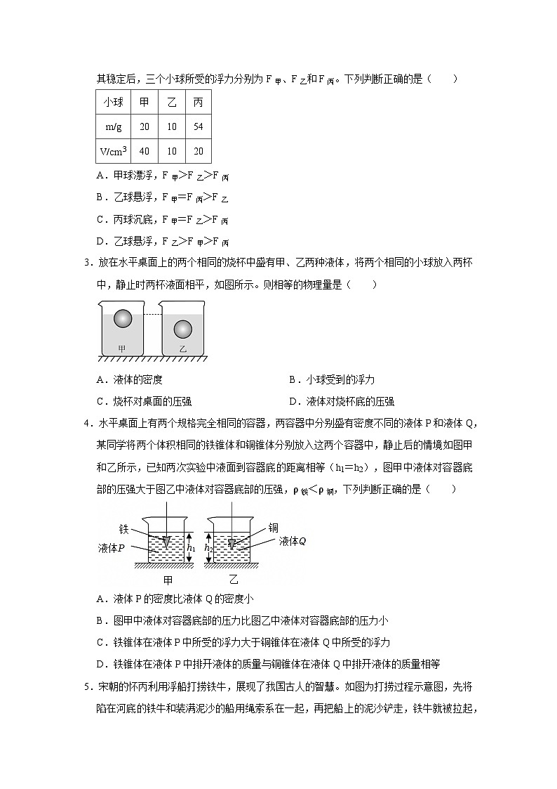沪粤版 2024-2025 学年物理八年级下学期 专题六压强、浮力分析【课后 5 分钟 同步练】- 习题【含解析】第3页