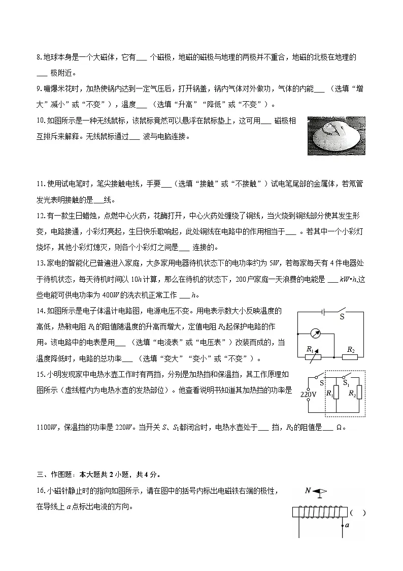 2025-2026学年吉林省辽源市东丰县九年级（上）期末物理试卷-自定义类型第2页