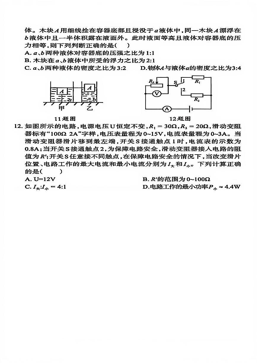 2025年四川省达州市达州中考物理模拟试卷二（附解析与答案）第3页