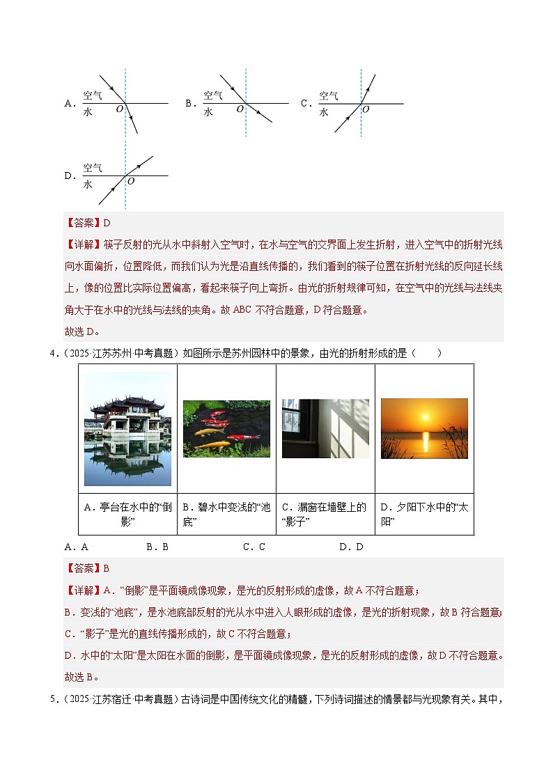 2023-2025年江苏省中考物理真题分类汇编考点03 光的折射  透镜（Word版附解析）第2页