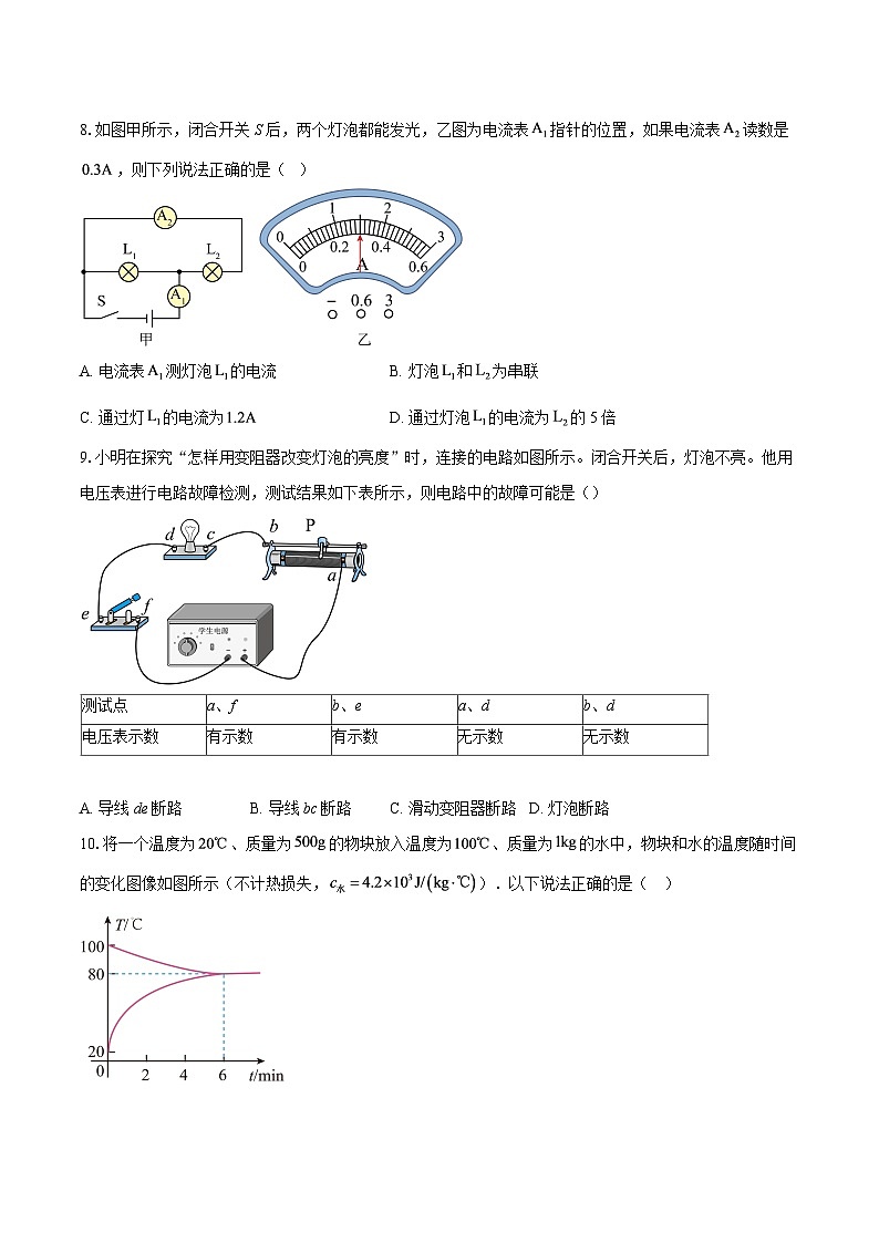 北京市人大附中2025~2026学年八年级上学期期末物理试题-自定义类型第3页