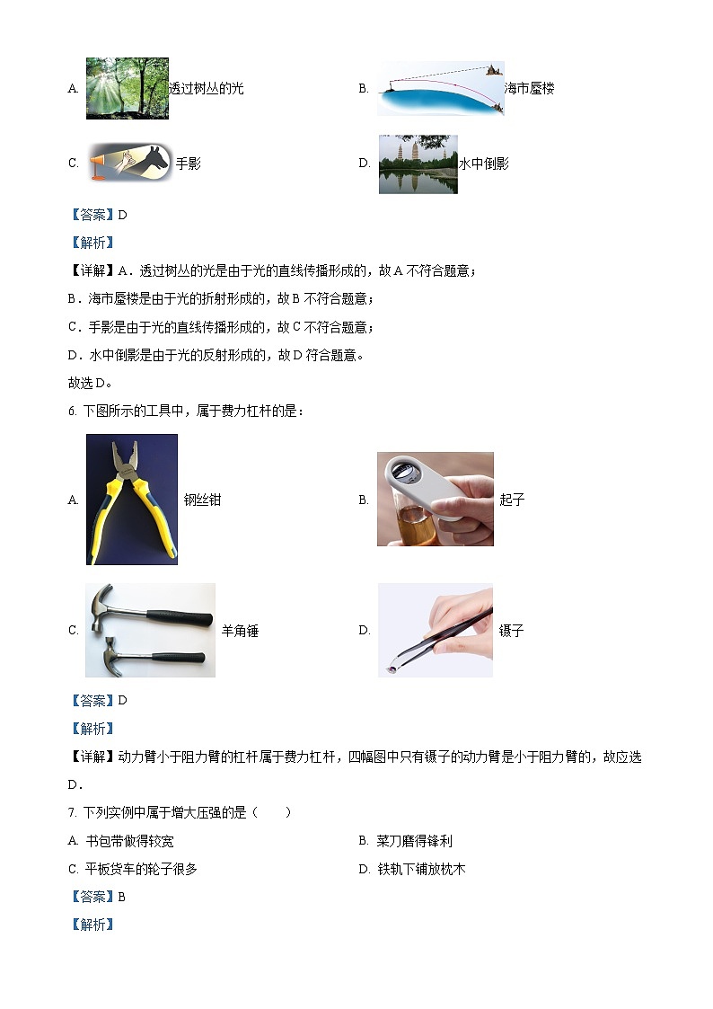 2025年广东省清远市连州市中考一模物理试题（解析版）-A4第3页