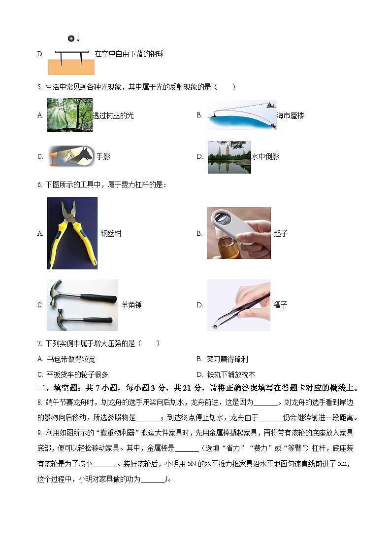 2025年广东省清远市连州市中考一模物理试题（原卷版）-A4第2页