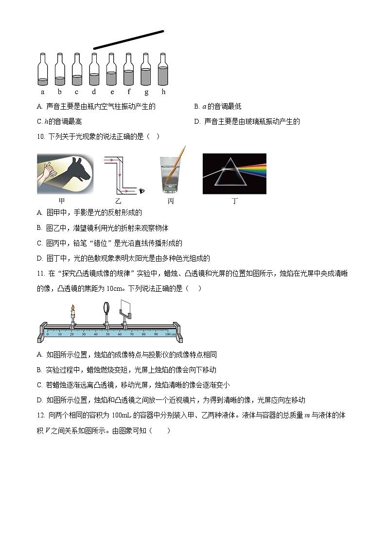 广东省惠州市惠阳区惠州市知行学校八年级上学期期末考试物理试题（原卷版）-A4第3页