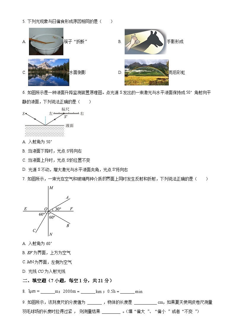 广东省茂名市茂南区部分学校八年级上学期期中考试物理试题（原卷版）-A4第2页