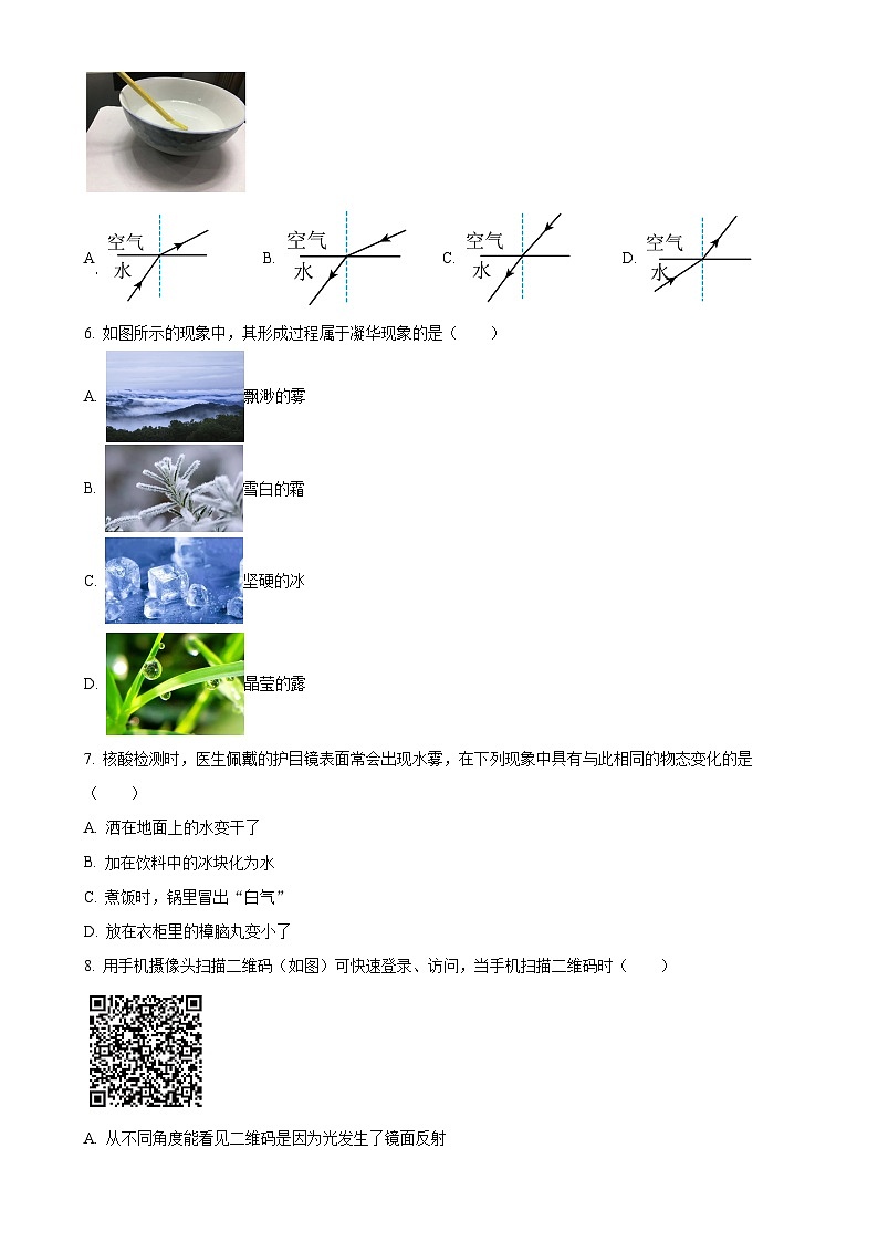 广东省东莞市八年级上学期期末物理试题（原卷版）(1)-A4第2页
