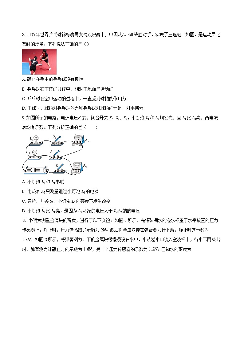 2025年陕西省初中学业水平考试物理试卷（副题）-自定义类型第3页