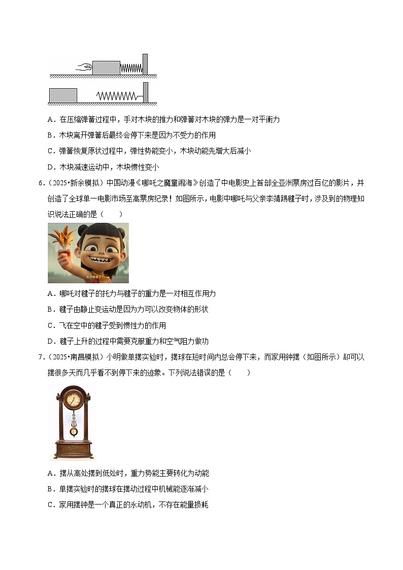 2025年江西省各地市中考物理模拟试题分类精选考点11 功和机械能（Word版附解析）第2页