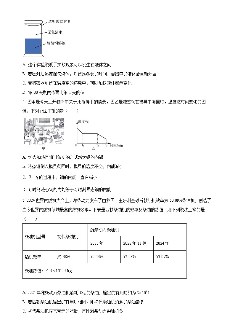 广东省广州中学2024－2025学年九年级上学期11月月考物理试题（原卷版）-A4第2页