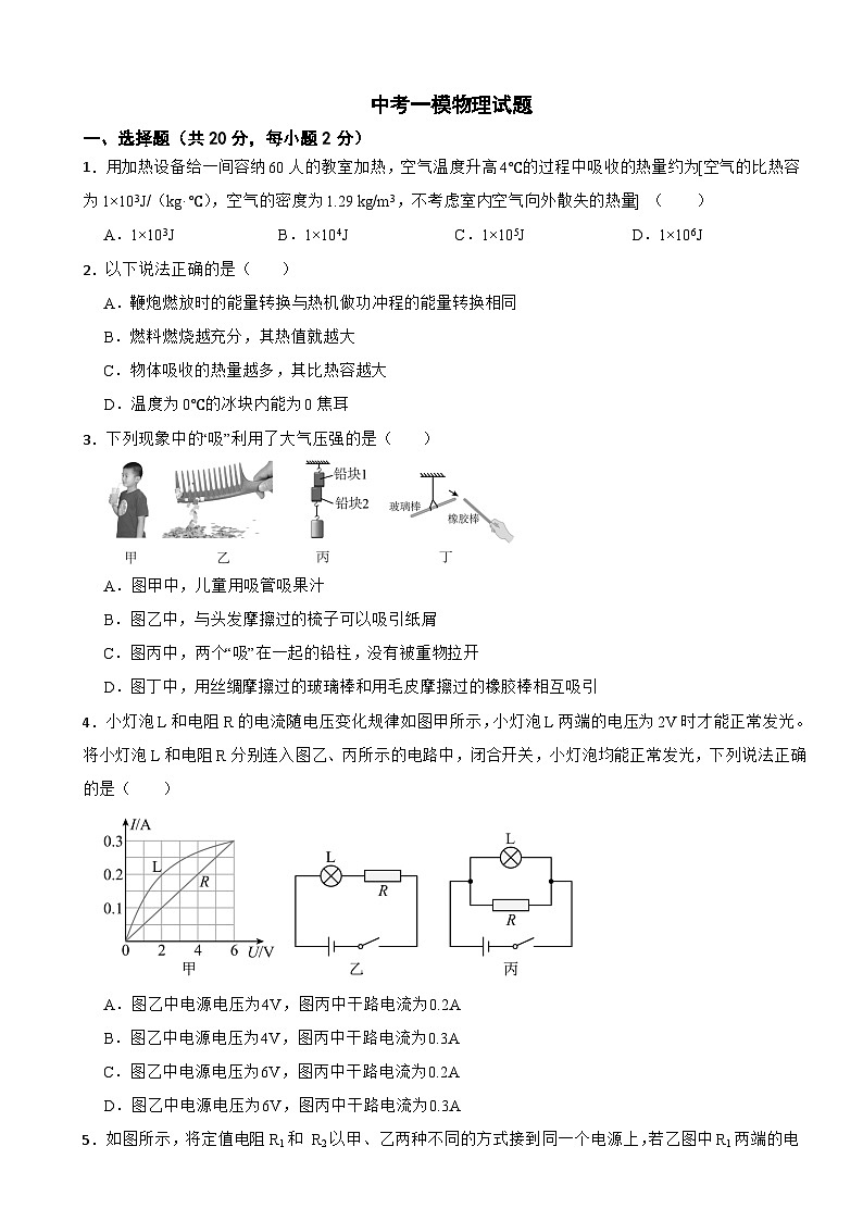 甘肃省武威市凉州区2026年中考一模物理试题附答案第1页