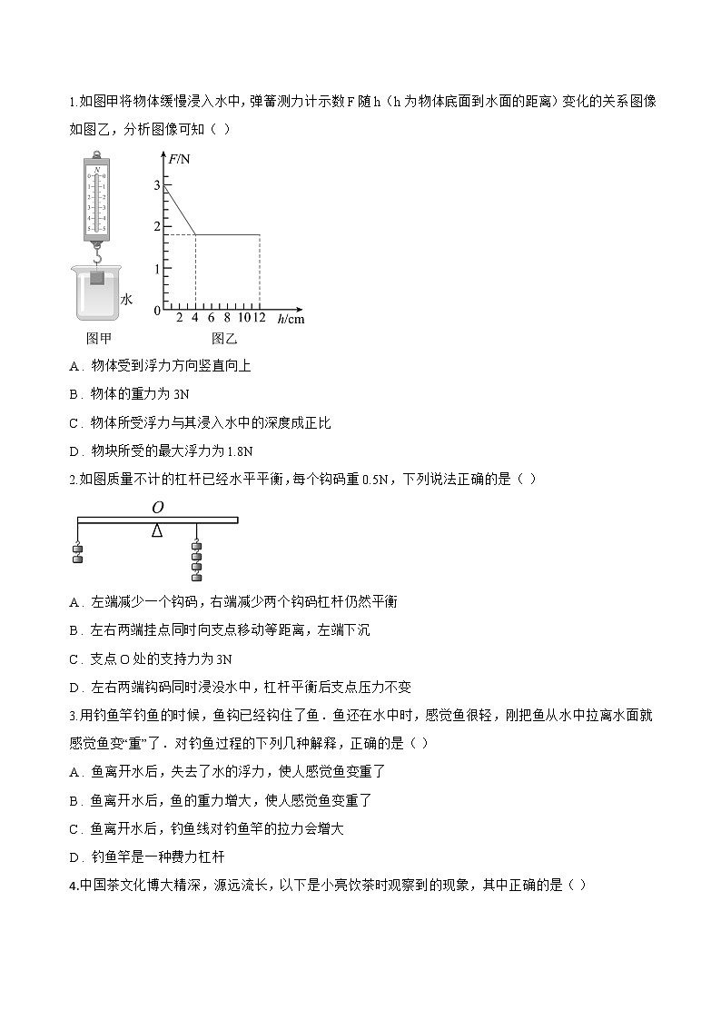 2 认识浮力一课一练物理教科版（2024）初中八年级下册(无答案)第3页