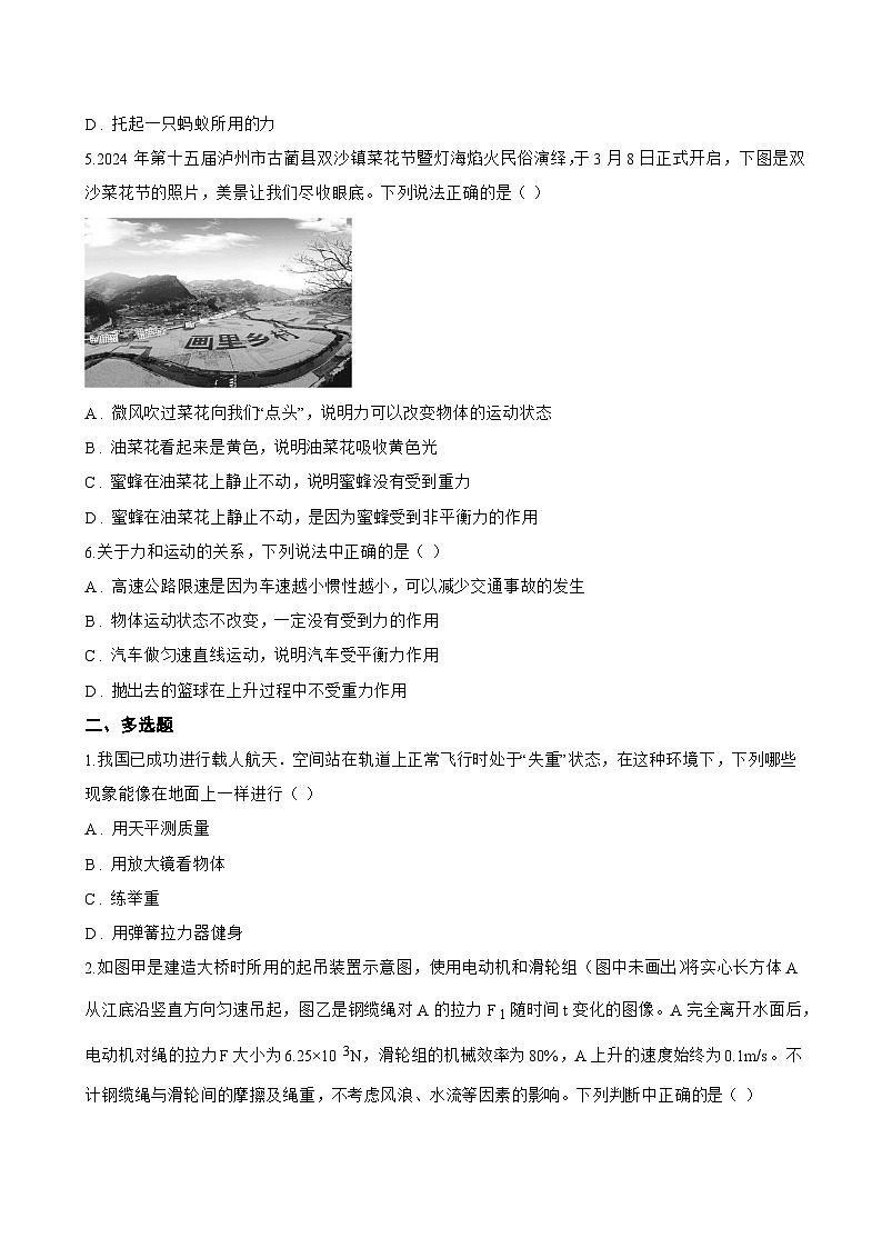 6.3 重力一课一练物理沪粤版（2024）初中八年级下册(无答案)第2页