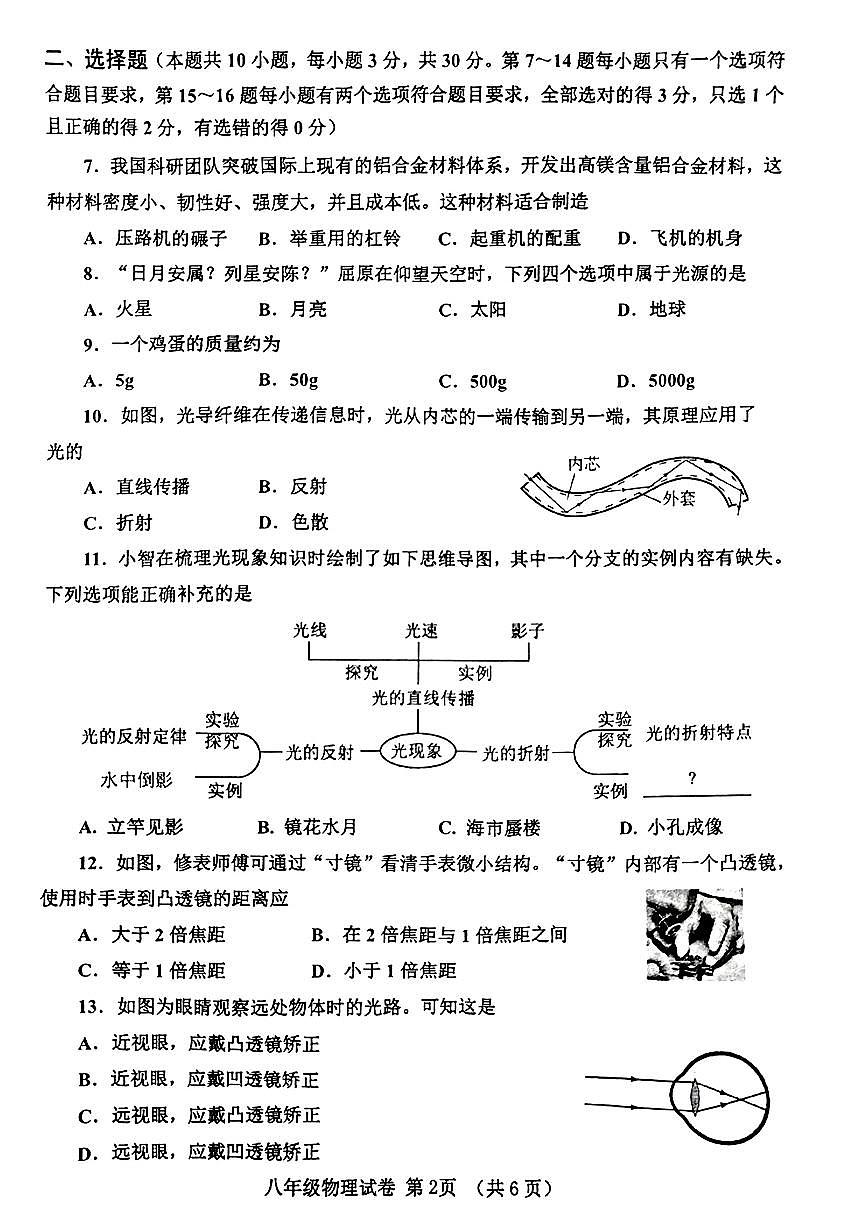 河南省三门峡市2025-2026学年上学期期末八年级物理试卷及答案第2页