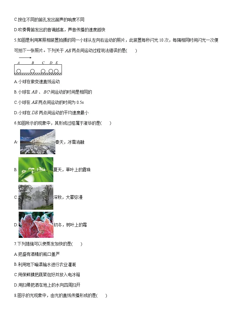 2025-2026学年河北省承德市兴隆县八年级上学期期末考试物理试卷（学生版）第2页