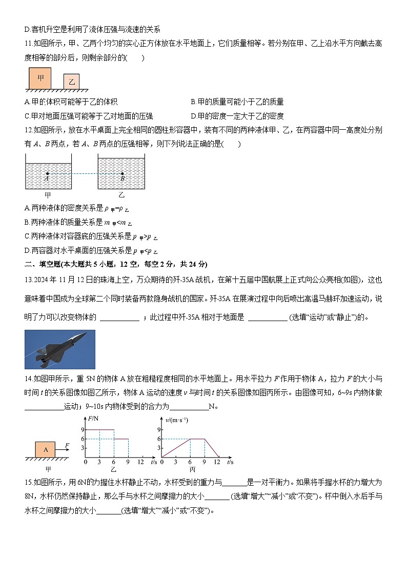 2024-2025学年新疆维吾尔自治区阿克苏市八年级下学期期中考试物理试卷（学生版）第3页