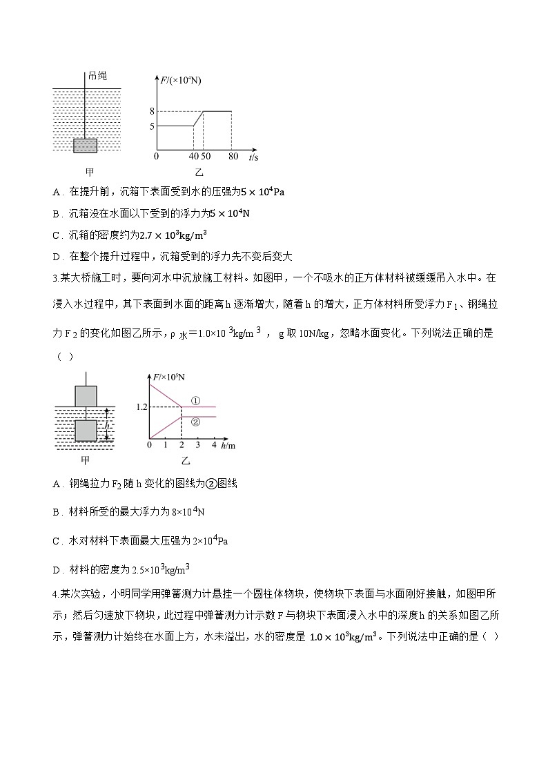 二、液体的压强一课一练物理苏科版（2024）初中八年级下册(无答案)第3页