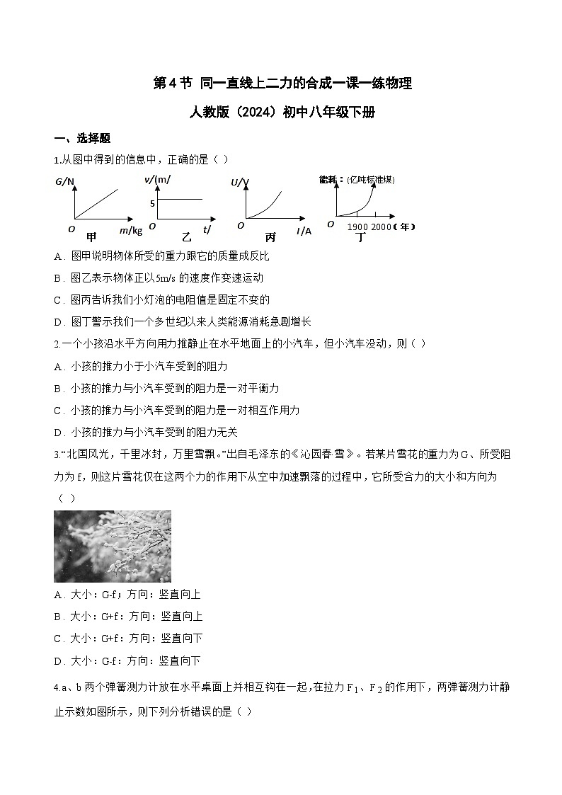 第4节 同一直线上二力的合成一课一练物理人教版（2024）初中八年级下册(无答案)第1页