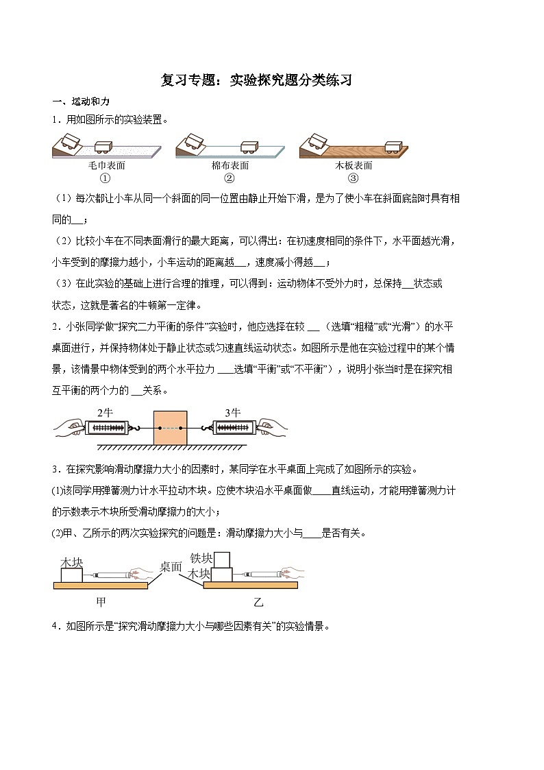 期末复习专题：实验探究题分类练习（含解析）人教版【2024】八年级物理下学期第1页