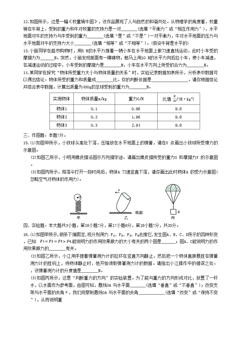 广东省梅州市兴宁市宋声学校八年级下学期3月月考物理试题-A4第3页
