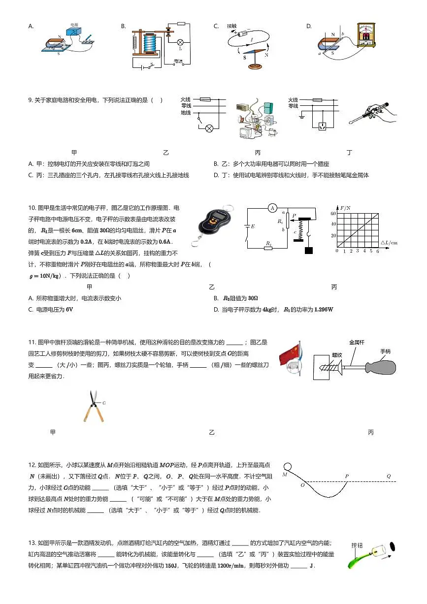 2025年陕西西安雁塔区陕西师范大学附属中学中考一模物理试卷（有答案解析）第2页