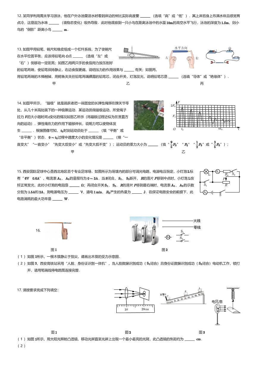 2025年陕西西安雁塔区陕西师范大学附属中学中考模拟物理试卷（七模）（有答案解析）第3页