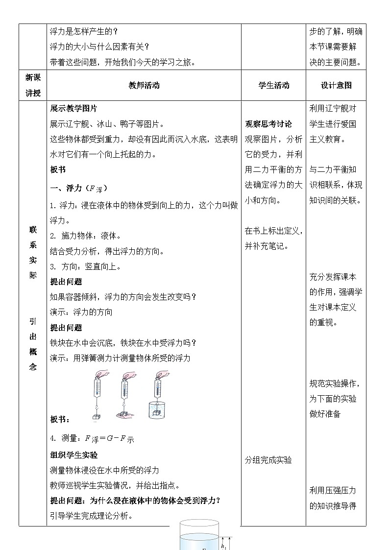 人教版初中物理八年级下册（2024）10.1 浮力 教案第2页
