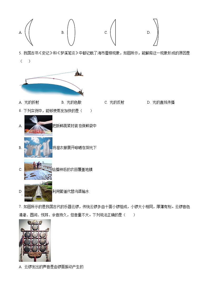 湖南株洲市攸县2025-2026学年八年级上学期期末学业质量监测物理试卷（试卷+解析）第2页