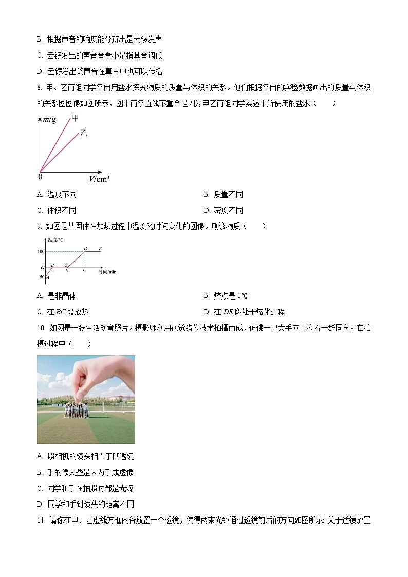 湖南株洲市攸县2025-2026学年八年级上学期期末学业质量监测物理试卷（试卷+解析）第3页