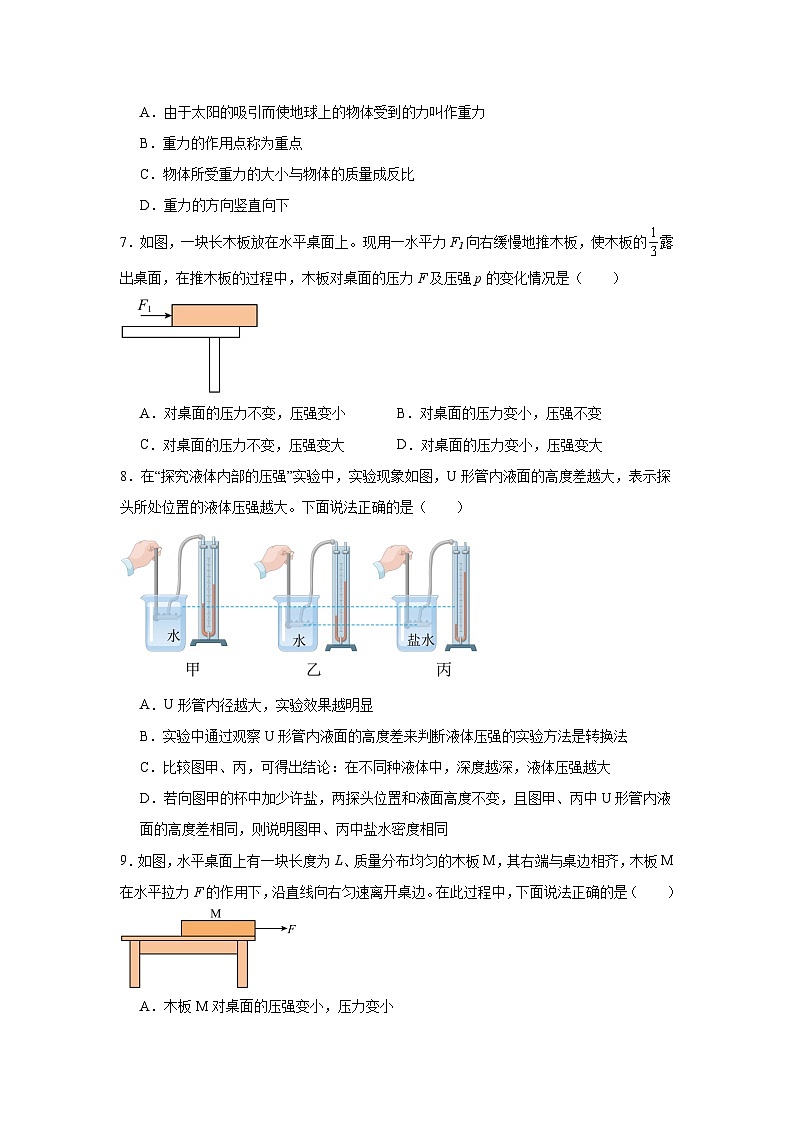2026学年春季学期人教版八年级物理下册期中模拟质量检测测试卷第2页