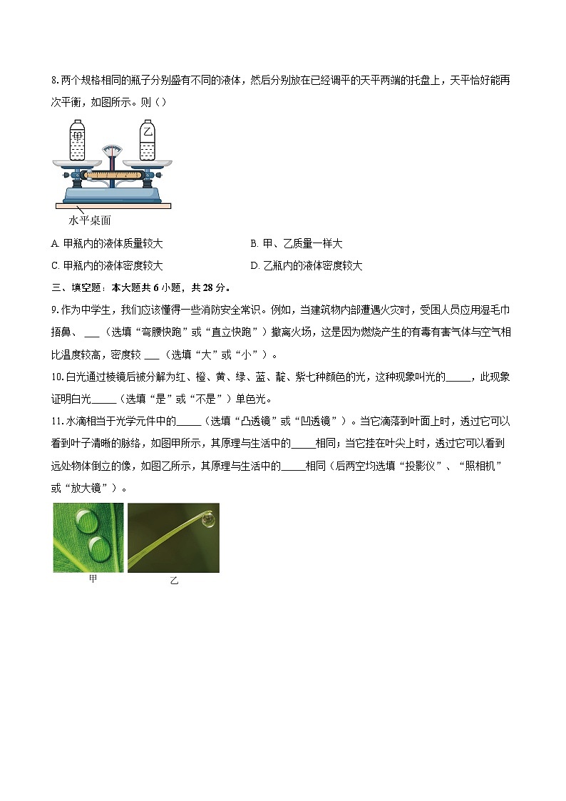 河南省驻马店市遂平县2025-2026学年八年级上学期1月期末物理试题-自定义类型第3页