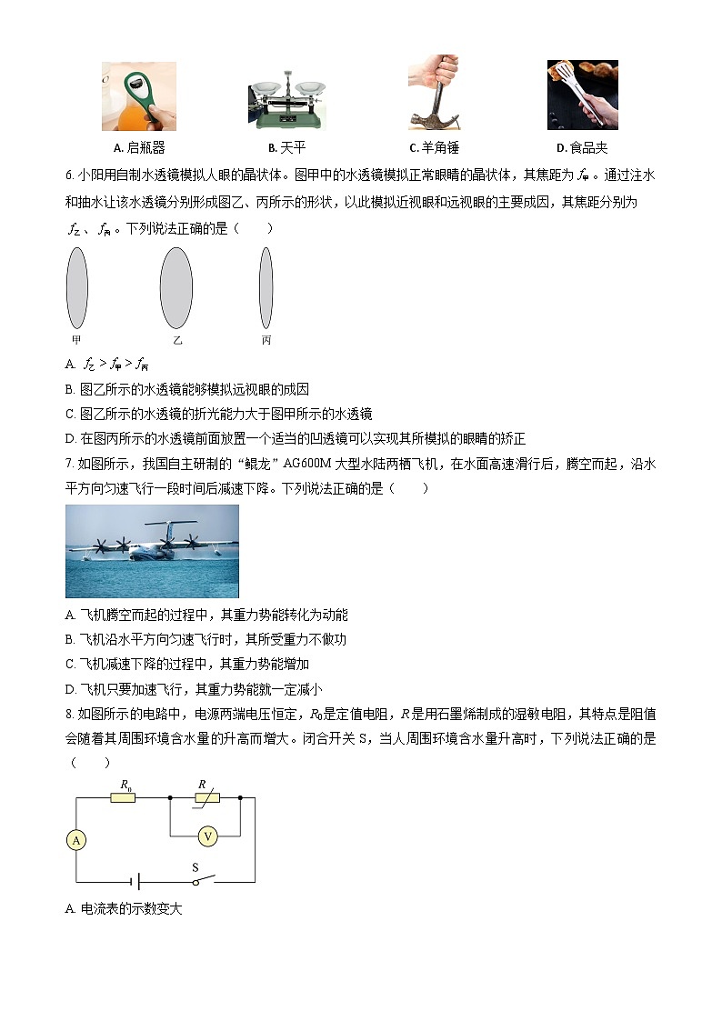 2026年春四川成都北京师大附中初三（下）开学考物理试题（附答案与解析）第2页