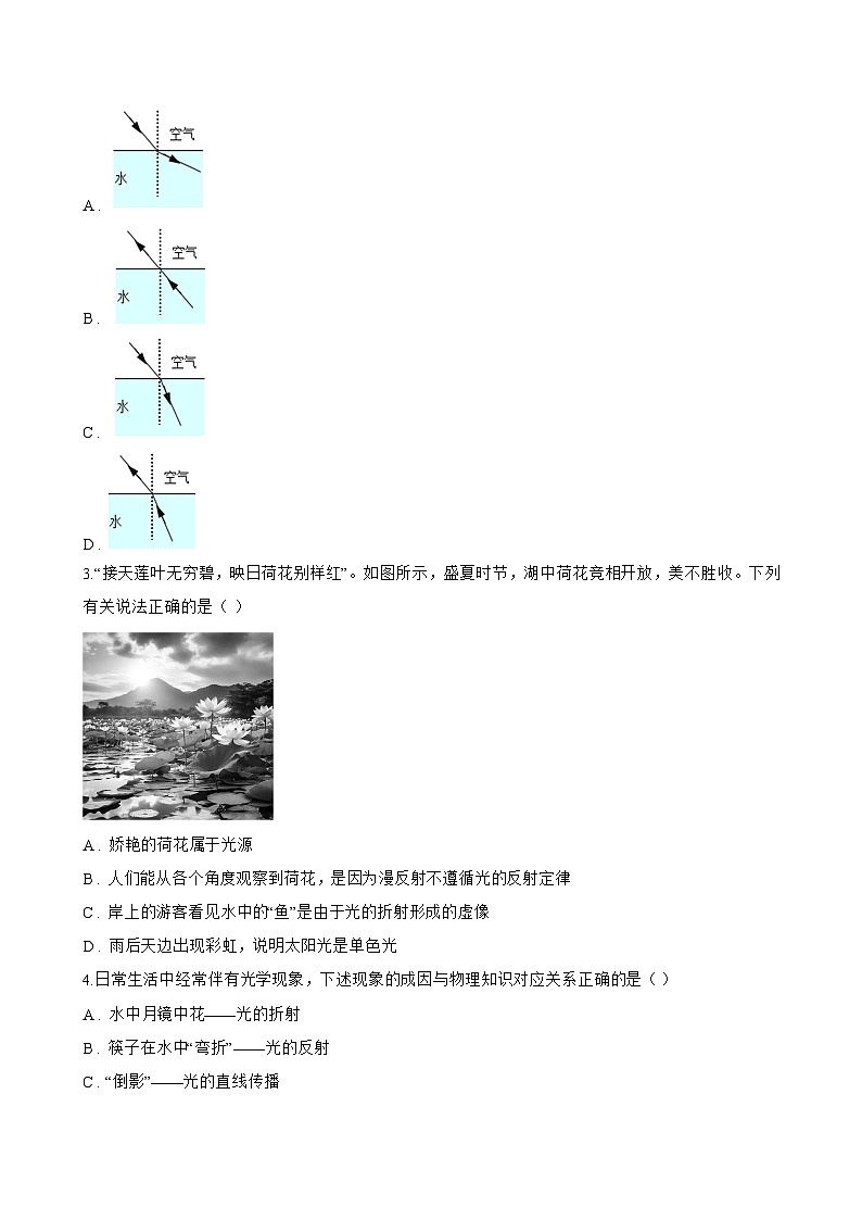 3.4 光的折射规律一课一练物理沪粤版（2024）初中八年级上册(无答案)第2页