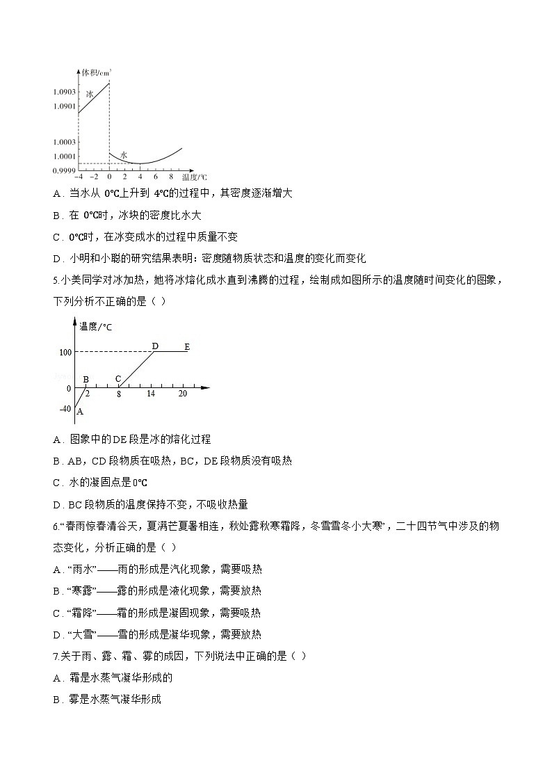 4.4 升华和凝华一课一练物理沪粤版（2024）初中八年级上册(无答案)第3页