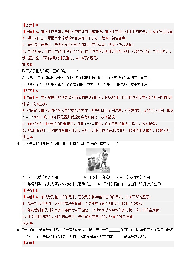 7.3 重力（专题训练）（解析版）第2页