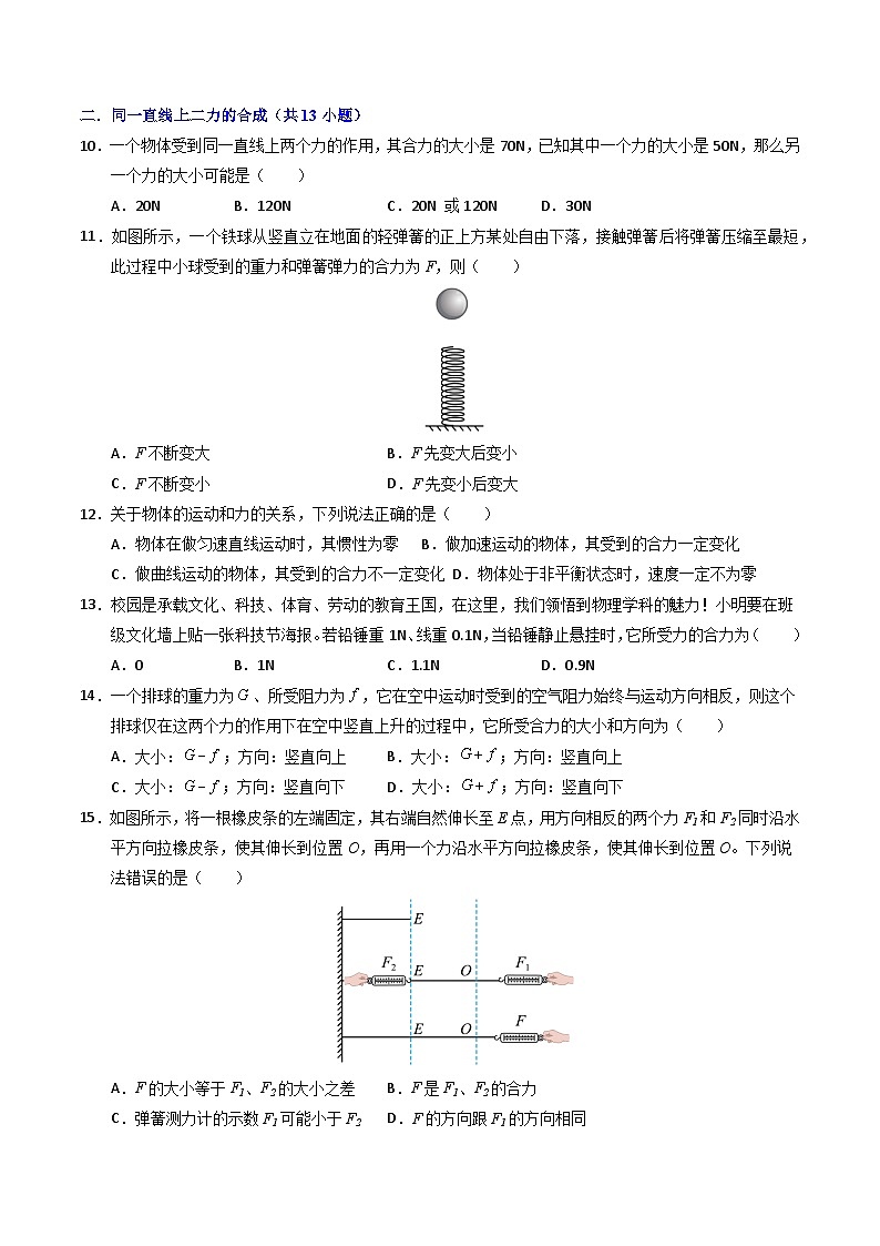 8.4 同一直线上二力的合成（专题训练）（原卷版）第3页