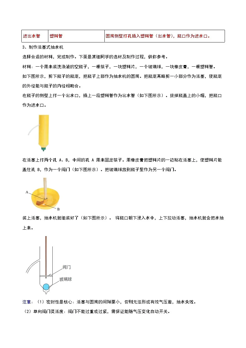 9.4 跨学科实践：制作简易活塞式抽水机（知识解读）（解析版）第3页