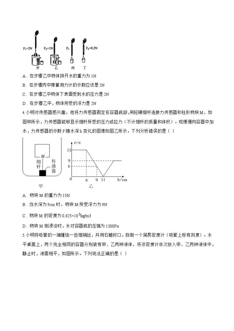 四、浮力一课一练物理苏科版（2024）初中八年级下册(无答案)第2页