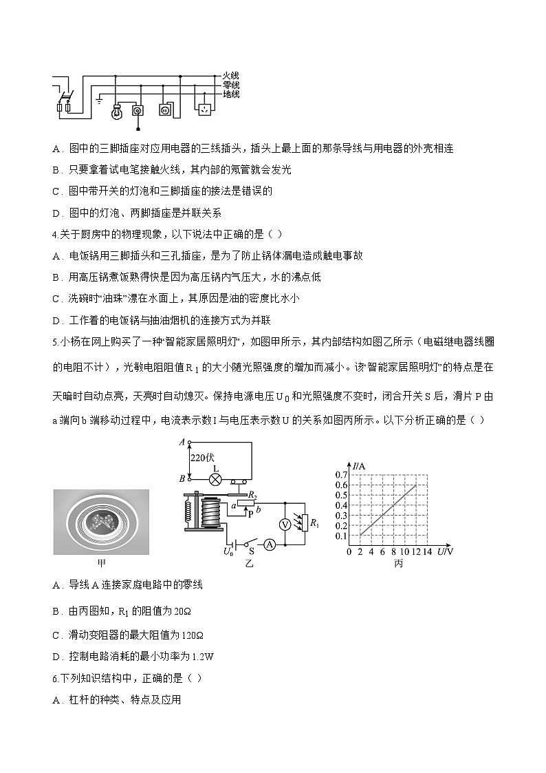 第一节 家庭电路一课一练物理北师大版（北京）（2024）初中九年级全一册(无答案)第3页