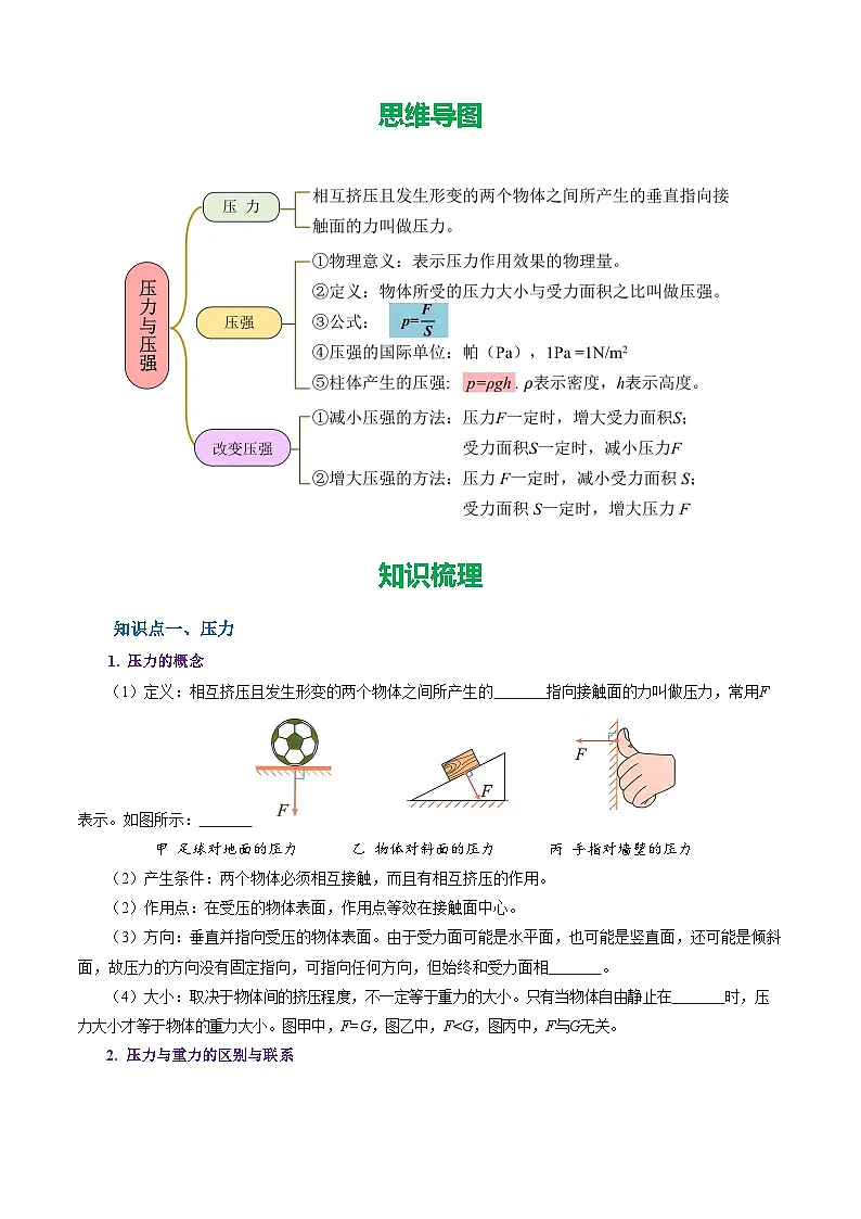 第3节 压力与压强（举一反三讲义）（原卷版）第2页