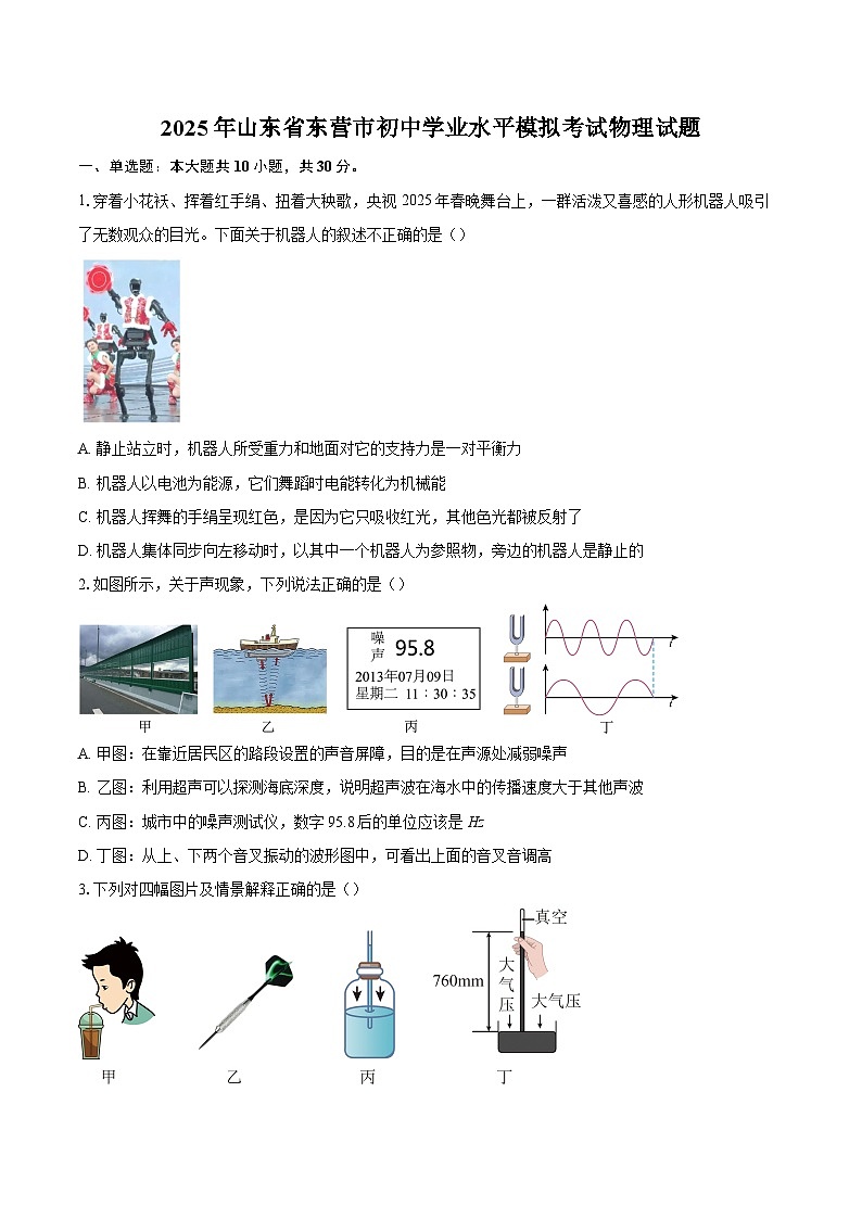 2025年山东省东营市初中学业水平模拟考试物理试题-自定义类型第1页