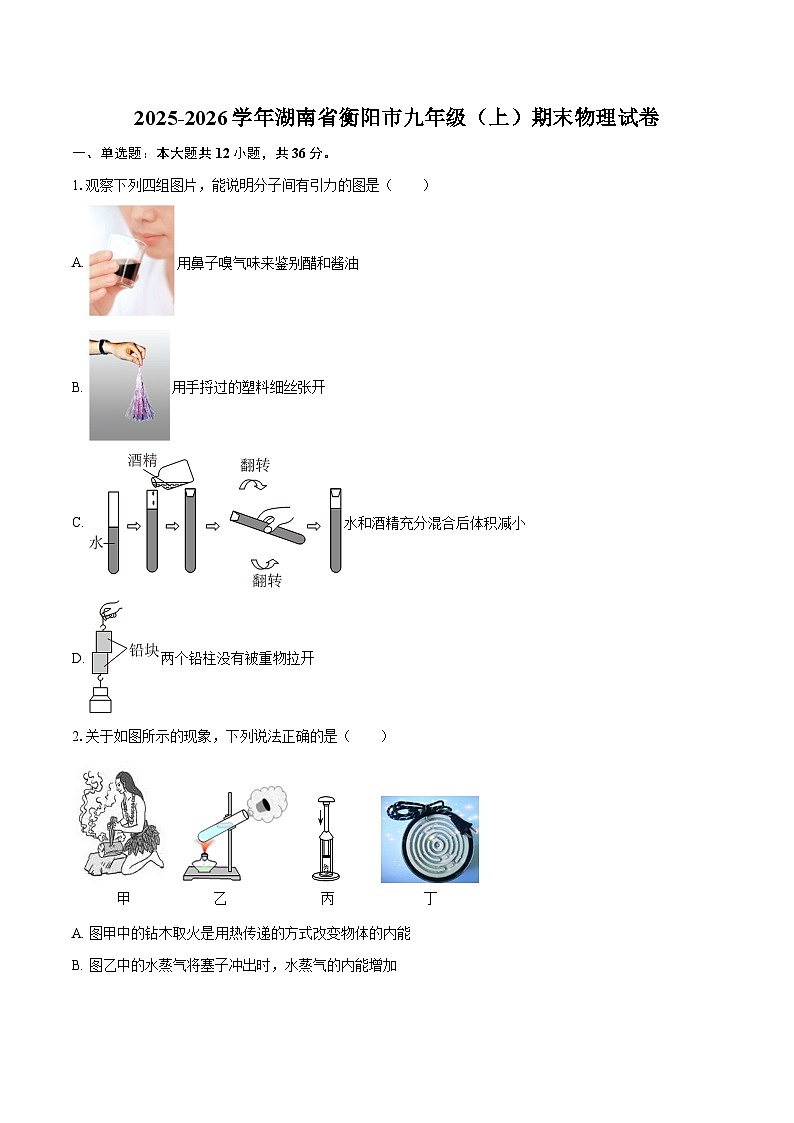 2025-2026学年湖南省衡阳市九年级（上）期末物理试卷-自定义类型第1页