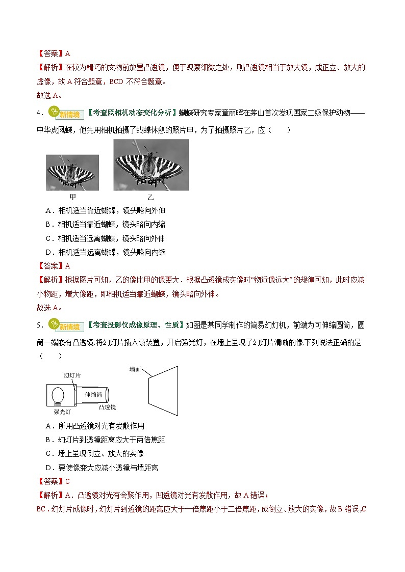 专题03 透镜及其应用（专项训练）（解析版）第3页
