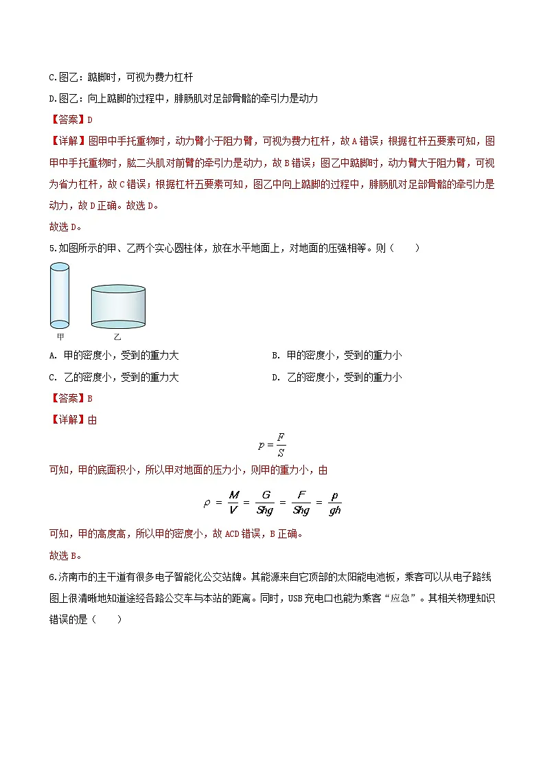 2026届山东省济南市中考物理自编模拟卷一（解析版）第3页