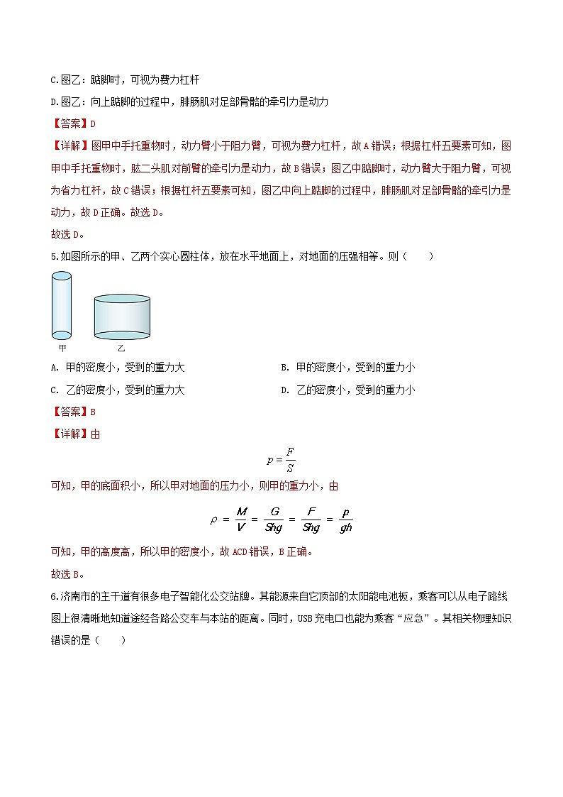 2026届山东省济南市中考物理自编模拟卷一（解析版）第3页