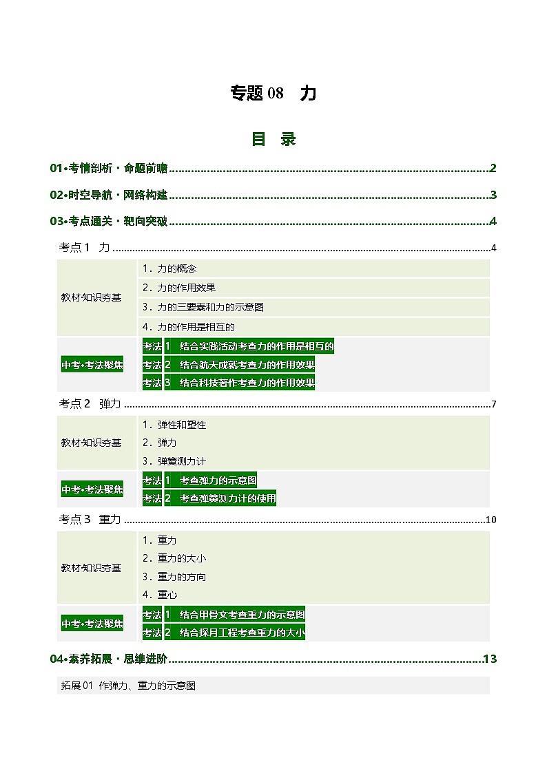 专题08 力（复习讲义）（原卷版）第1页
