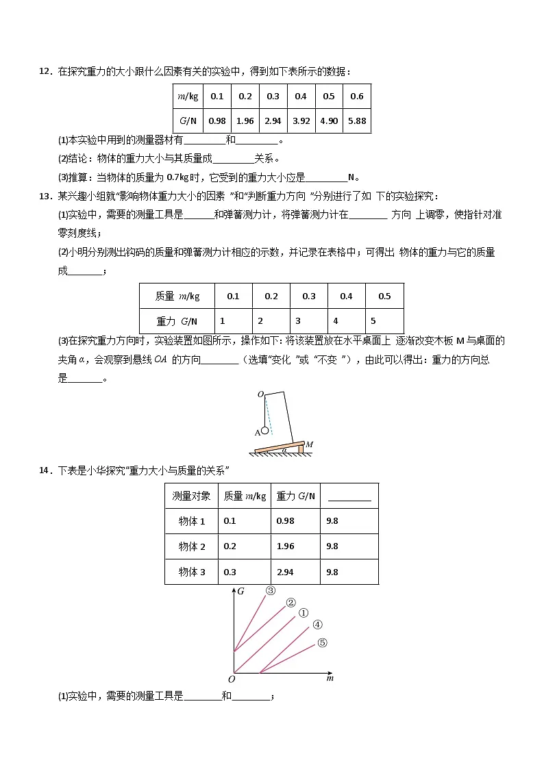 第3节 重力（重难点训练）（原卷版）第3页
