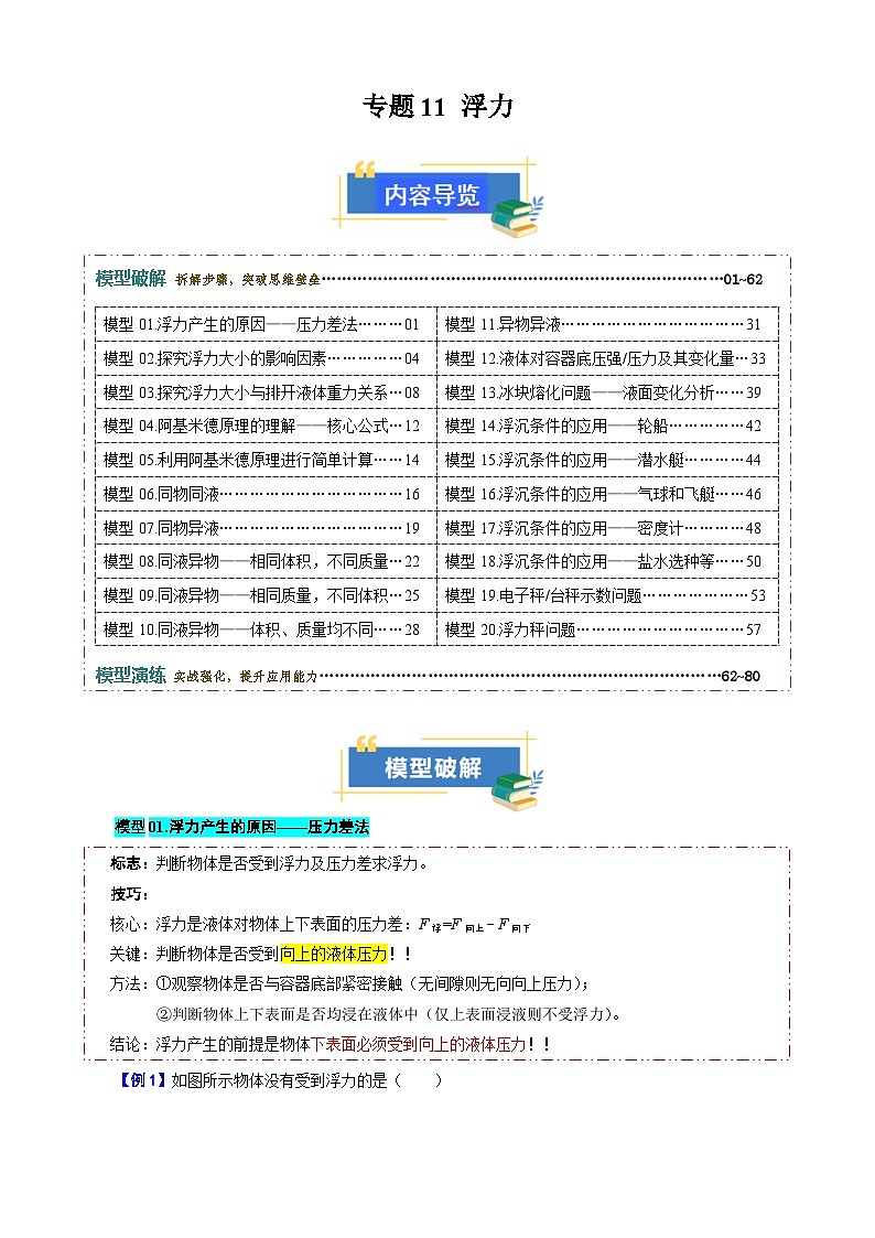 专题11 浮力（模型与方法）（解析版）第1页