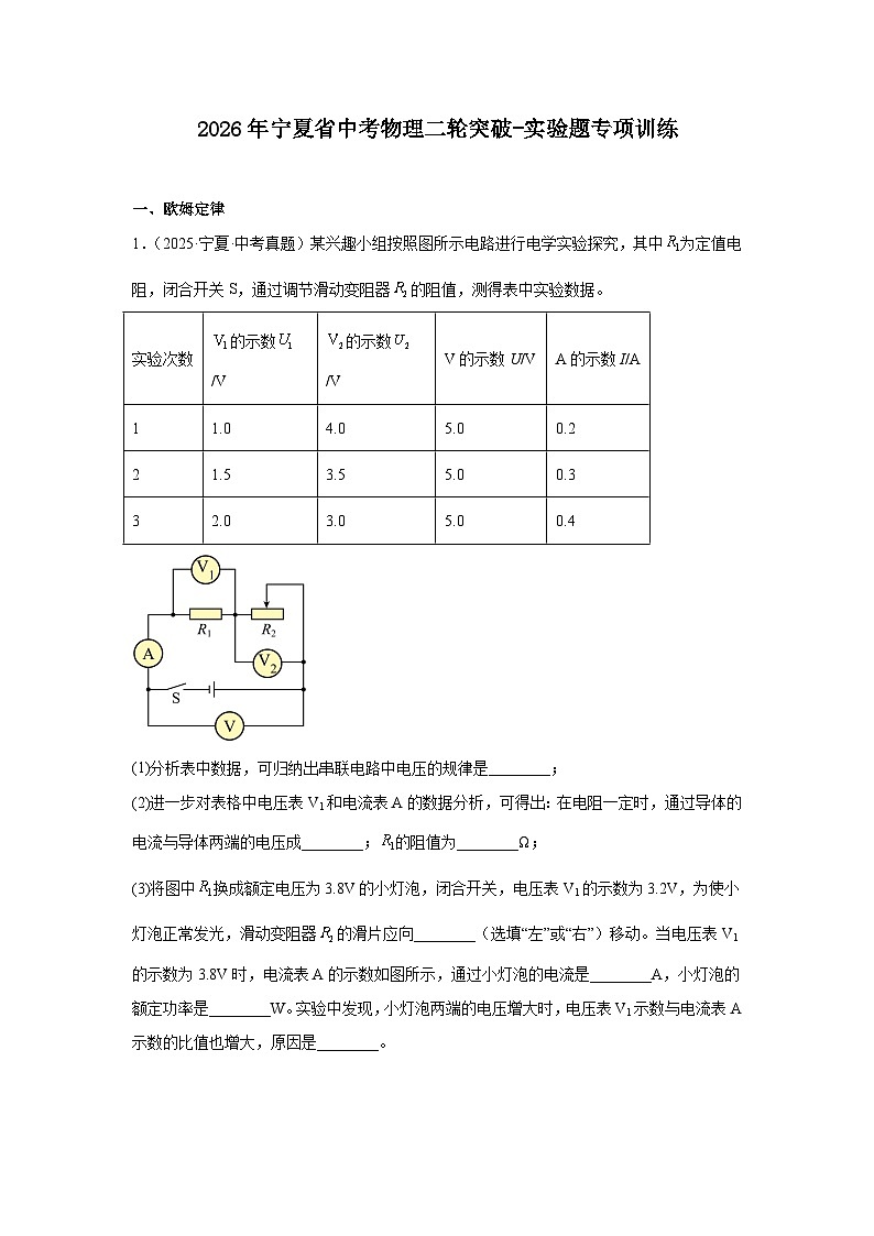 2026年宁夏省中考物理二轮突破-实验题专项训练第1页
